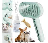Dog Brush, Steam Dog Brush, Rechargeable Silent 3 in 1 Spray Hair Removal Comb with Waterless Shampoo, Portable & Long Lasting Pet Steam Brush for Long & Short Haired Pets (1PC-Green)
