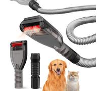 Dog Brush Vacuum Attachment for Most Vacuums, Dog Hair Shedding Grooming Tool Kit with Universal 1" to 1-3/4" Adapters, Pet Undercoat Deshedding Comb with Extension Vac Hose Adaptors