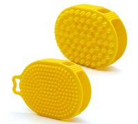 Dog Brushes, Short Hair, Dog Washing Brush, Silicone Rubber Curry with Massage Effect for Dogs and Cats (Yellow)