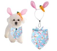 Dog Bunny Ears Headband Carrots Bandana Pet Rabbit Costume Easter Halloween Party Accessory Spring Scarves Headwear for Small Medium Dogs Cats Funny Costume Kit