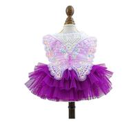 Dog Butterfly Lace Dress with Embroidery Detail, Purple M