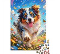 Dog Butterfly Meadow 1000 Piece Mini Jigsaw Puzzle For Adults Gift Idea | 52x38cm Cardboard Puzzle Lovers Family Bonding Puzzle Game Birthday Gift Living Room Decor