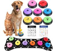 Dog Buttons for Communication, 8 Color Dog Talking Button Set, 30s Recordable Voice Pet Training Buzzers, Speaking Buttons for Dogs & Cats with Mat and 2 Scene Stickers (Batteries Not Included)