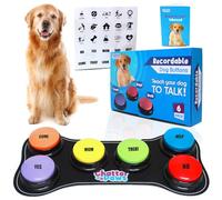 Dog Buttons for Communication - Loud Dog Talking Button, ABS Plastic dog training buttons Set, 30s Recordable Talking Buttons for dogs to communicate with Anti-Slip Mat and 24 Stickers (Pack of 6)