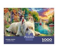 Dog by Village Stream 1000 Pieces Jigsaws for Adults Art Colorful DIY Craft Beautiful Home Decoration Uncover The Puzzle Hidden Details 52x38cm/1000pcs