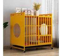Dog cage,2-in-1 Crate Furniture with Wheels - Chew-Resistant Decorative Pet House & Cage Side End Table for Small, Medium, Large Dogs Stylish Indoor (Yellow)