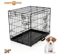 Dog Cage 24 in Black Puppy Crate Cozy Pet Crates Folding Metal Cages DC24B