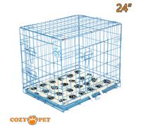 Dog Cage 24 in Blue Inc Vet Bed by Cozy Pet Puppy Crate DC24BL + VB24C