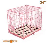 Dog Cage 24 in Pink Inc Vet Bed Cozy Pet Puppy Travel Crate DC24P+ VB24C