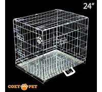 Dog Cage 24 in Silver Puppy Crate Cozy Pet Crates Folding Metal Cages DC24S