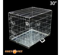 Dog Cage 30 in Silver Puppy Crate Cozy Pet Crates Folding Metal Cages DC30S