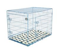 Dog Cage 42 Inch by Cozy Pet Puppy Crate in Blue with Easy-to-Clean Removable ABS Tray 2 Lockable Doors and Vet Bed Model DCP42BL + VB42C