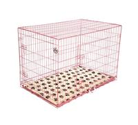 Dog Cage 42 Inch by Cozy Pet Puppy Crate in Pink with Easy-to-Clean Removable ABS Tray 2 Lockable Doors and Vet Bed Model DCP42P + VB42C