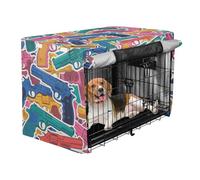 Dog Cage Cover Privacy Kennel Covers with Roller Shades Colorful Cartoon Weapon Cool