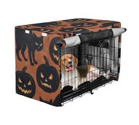 Dog Cage Cover Privacy Wire Cage Cover Dog Crate Curtains Black Cats and Pumpkins
