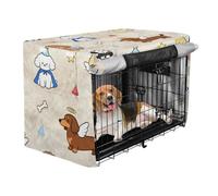 Dog Cage Cover Puppy Kennel Covers Dog Crate Protector Cute Cartoon Brown Sausage