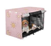 Dog Cage Covers Kennel Covers with Roller Shades Pink Cartoon Sun Moon