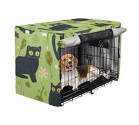 Dog Cage Covers Pet Wire Cage Cover Roller Shades Cute Black Cats with Frog Heads