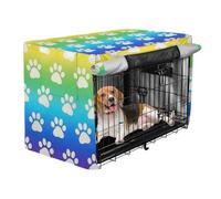 Dog Cage Covers Privacy Kennel Covers Rollers Shades Colorful Rainbow Paw Prints
