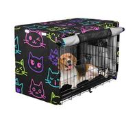 Dog Cage Covers Puppy Wire Cage Cover Roller Shades Cartoon Cat Faces Pattern