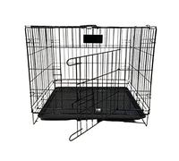 Dog Cage Crate - Heavy Duty Black Metal Folding Crate with 2 Doors, Chew-Resistant Plastic Base Tray, and Carrier Handle - Ideal for Puppy Training (M : L 61 x H 43 x W 50cm)