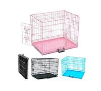 Dog Cage Crate - Pet Puppy Cat Rabbit Metal Folding Cage with 2 Doors (Front & Side) Non-Chew Tray and Carrier Handle - Heavy Duty Box Perfect for Puppy Training - Black, Medium, 30"