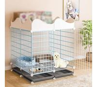dog cage Dog Cage With Storage Bar, Cage With Tray, Removable Diy Fence, Two Colors to Choose From, Suitable for Kittens, Puppies(75 cm L x 75 cm W x 69 cm H)