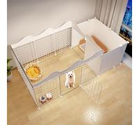 dog cage Dog Fence, Indoor Small Dog Cage, One Room and One Bathroom Fence, with Toilet Area, Multiple Door Design(165x75x57cm)