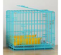 Dog Cage- Dog Playpen Pet Black Metal Folding Cage with 2 Doors with Plastic Base Tray Extra Heavy Duty Puppy Play Pen (Blue 100 * 60 * 70cmSuitable for 30kg)