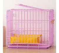 Dog Cage- Dog Playpen Pet Black Metal Folding Cage with 2 Doors with Plastic Base Tray Extra Heavy Duty Puppy Play Pen (Pink 50 * 35 * 41Suitable for 3kg)
