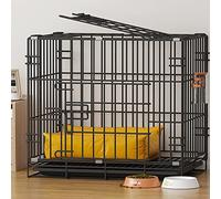 Dog Cage- Dog Playpen Pet Black Metal Folding Cage with 2 Doors with Plastic Base Tray Extra Heavy Duty Puppy Play Pen (Black 50 * 35 * 41Suitable for 3kg)