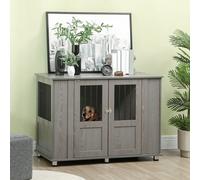 Dog Cage End Table, Stylish Pet Kennel with Magnetic Doors, Grey PawHut Grey One Size
