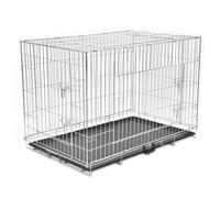 Dog Cage Foldable Galvanised Steel Black XXL Heavy Duty Portable Crate Foldaway