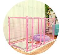 Dog Cage Foldable Indoor Free Assembly Fence Medium Small Easy To Clean(Pink,43x43x60cm)