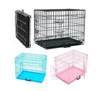 Dog Cage Folding Pet Puppy Crate with Removable Tray, Double Doors and Lay-Flat Travel Design, Animal Transport Cat Carrier Heavy Duty Training Cage Kennel (36 inch Black)