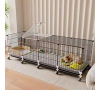 Dog Cage for Small and Medium Dogs - Indoor Kennel with Integrated Toilet and Universal Wheels, Includes Foot Pads