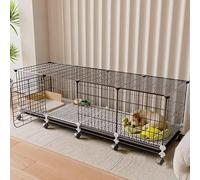 Dog Cage for Small & Medium Dogs, Indoor Kennel with Toilet Tray & Universal Wheels, Includes Foot Pads