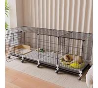 Dog Cage for Small & Medium Dogs, Indoor Kennel with Toilet Tray & Universal Wheels, Includes Foot Pads