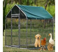 Dog Cage - Lockable Outdoor Poultry Enclosure, Waterproof Metal Chicken Coop with Iron Wire Mesh for Backyard Use, Ideal for Dogs, Rabbits, Ducks, Quails