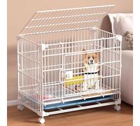 dog cage， Made of Metal with Spinner Wheels and Tray Can Be Stacked 2 or 3 Times Double Doors Available in Sizes(White,61 cm L x 45 cm W x 56 cm H)