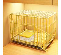 Dog Cage Medium Dog Crate Outdoor Dog Pen Metal Foldable for Storage with Pull-out Toilet for Small and Medium-sized Cats and Dogs Easy to Clean(Yellow,83 * 61 * 69cm)