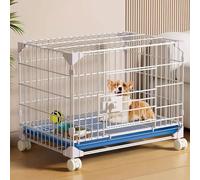 Dog Cage Medium Dog Crate Pet Cage Made of Metal Snap-on Assembly Pull-out Tray and Casters Lockable Door Combinable with Two Units for Small And Medium Dogs(92 * 56 * 70cm)