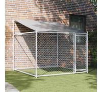 Dog Cage Outdoor Silver 200x200x258cm Lockable Galvanised Steel Spacious Pen Big