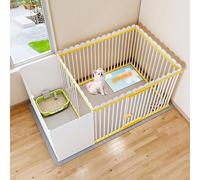 dog cage Pet Fence, Indoor One Room One Bathroom Kennel Fence, Upgraded Full Square Tube Dog Cage, Independent Large Space(186x92x70cm)