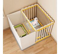 dog cage Pet Fence, Indoor One Room One Bathroom Kennel Fence, Upgraded Full Square Tube Dog Cage, Independent Large Space(97x92x50cm)