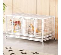 Dog Cage Portable Dog Crate Outdoor Dog Pen 2 Doors with Spinner Wheels and Tray Carbon Steel Stackable Design Length: 87cm/102cm/138cm(White,102 * 60 * 67cm)