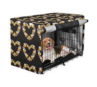 Dog cage Privacy Cover Breathable mesh Panel for car Trunk Transportation Floral Heart Border with Cute Bee S