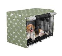 Dog cage Privacy Cover Double Zipper Closure Design for Balcony Daily Placement Sage Green Star Spot Dalmatian Dog M