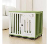 Dog Cage Puppy Crate Dog Crates for Small Dogs with Locking Latch and Double Door Resin Frame 85 X 58 X 72 Cm with Swivel Wheels and Tray Easy to Clean(Green)