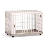 dog cage， Resin with Spinner Wheels and Diaper Guard Two Doors Door Storage Buckle Pet Cage Easy to Clean(98 cm L x 67 cm W x 74 cm H)